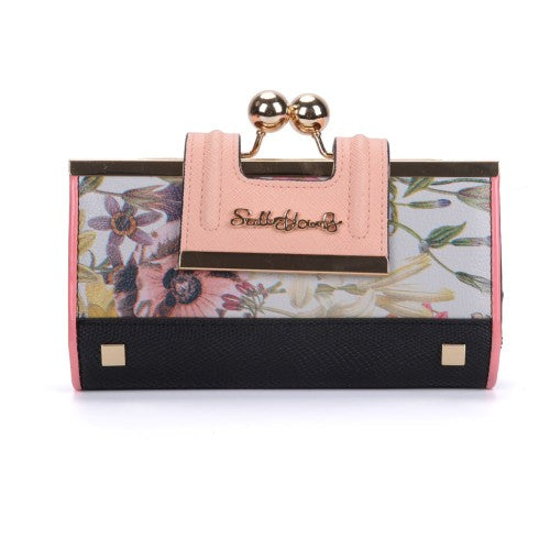 Grey - Floral Pattern Women Fashion Buckle Wallet