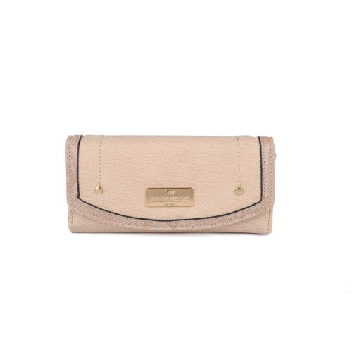 BEIGE- Flap Fashion Snake Print Wallet