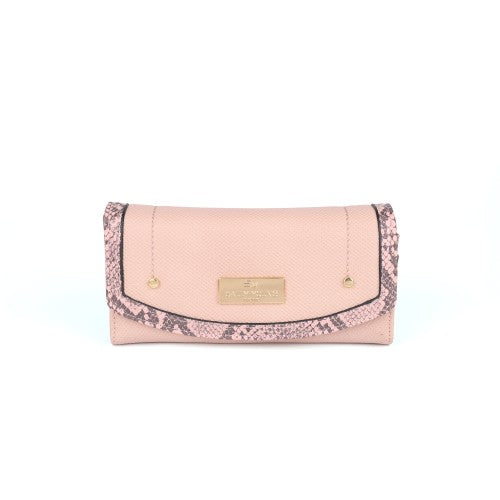 PINK-  Flap Fashion Snake Print Wallet