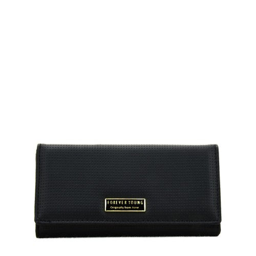 VKP1607 BLACK - Long Spotted Wallet With Buckle Design