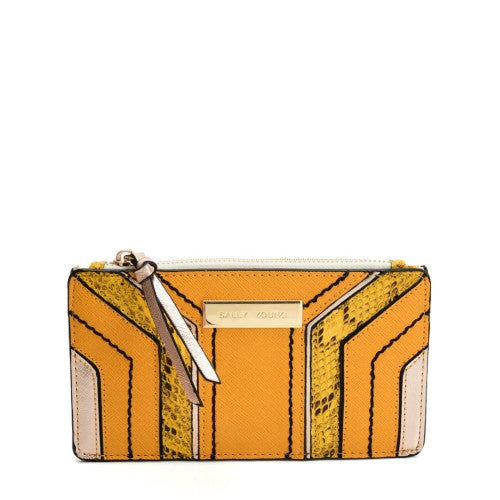 YELLOW - Snake Skin Pattern Wallet With Color Collision Design